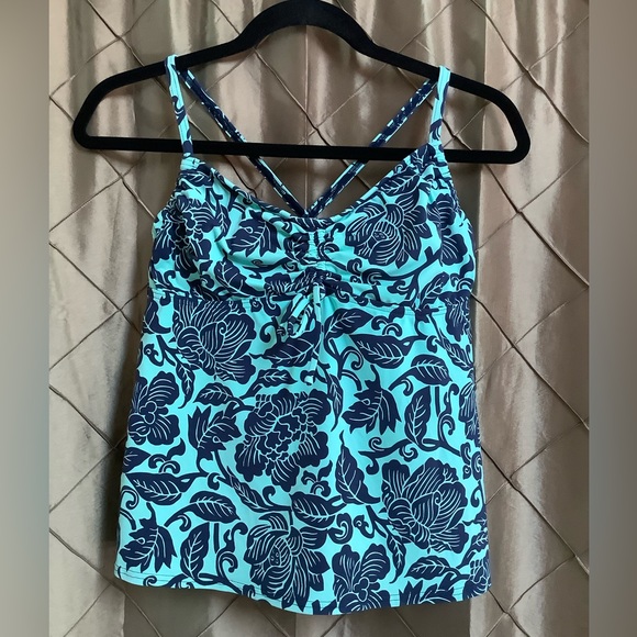 VGUC- Lands End Floral Underwire Tankini Top w/Convertible Straps - Picture 3 of 7